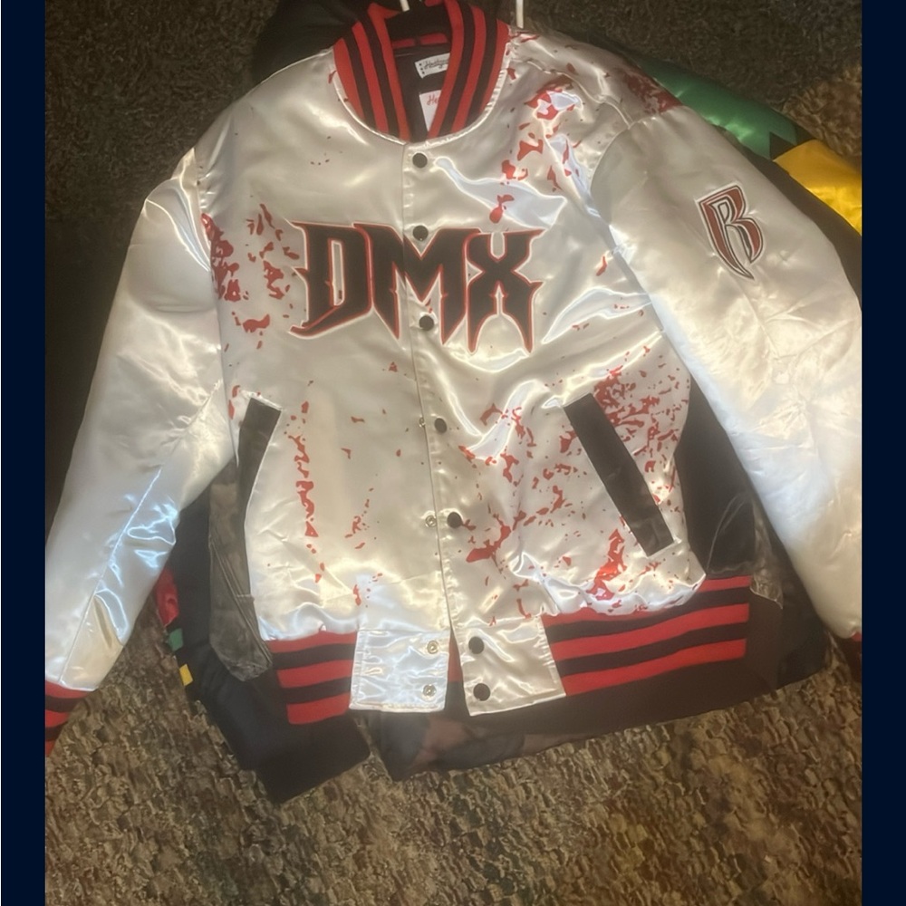 DMX White and Red Bomber Jacket